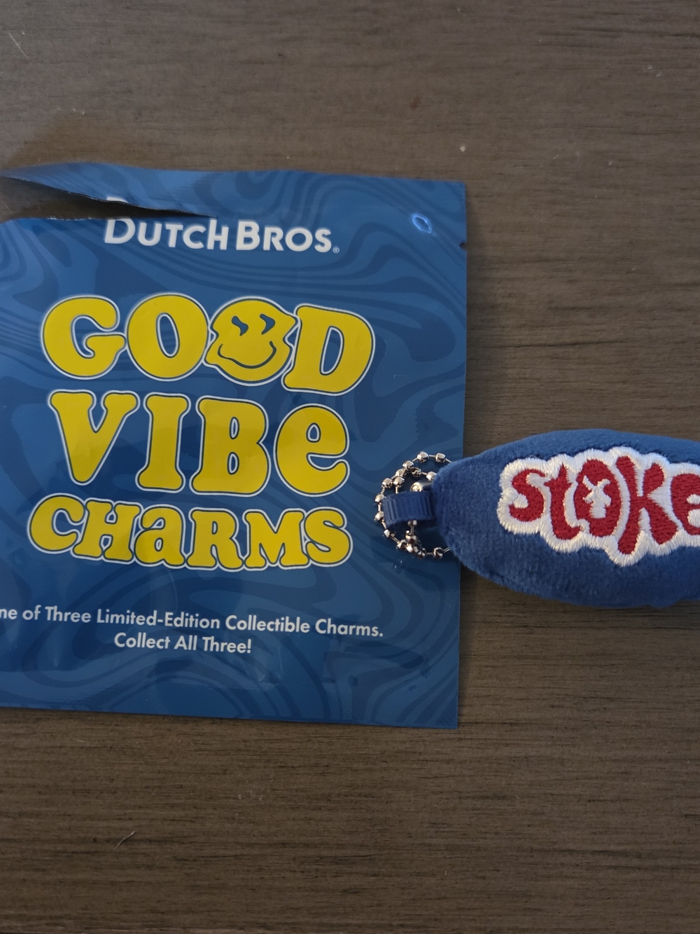 Dutch Bros Blue 'Stoke' Charm Keychain - Good Vibe Collection